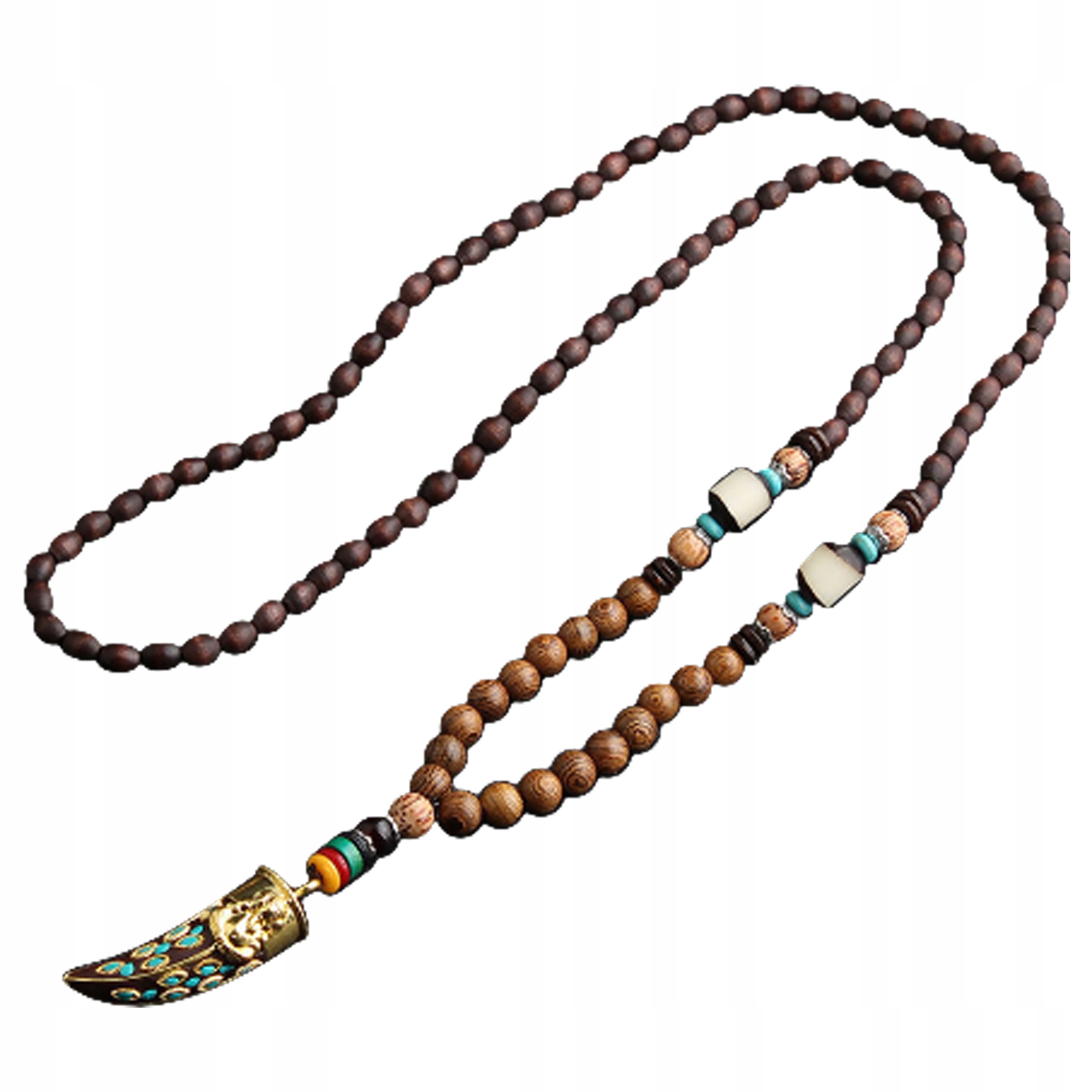 Buddyjski amulet z koralików drewnianych