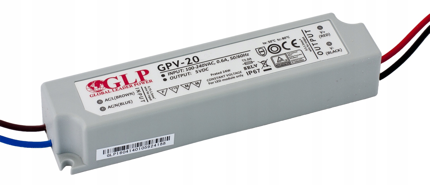 Zasilacz GLP GPV-20-5 – Wodoodporne źródło zasilania 5V/3A