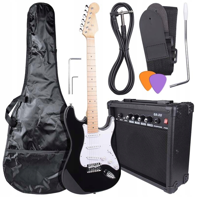 Zestaw gitarowy NN EG SET BK – Gitara elektryczna Stratocaster z akcesoriami