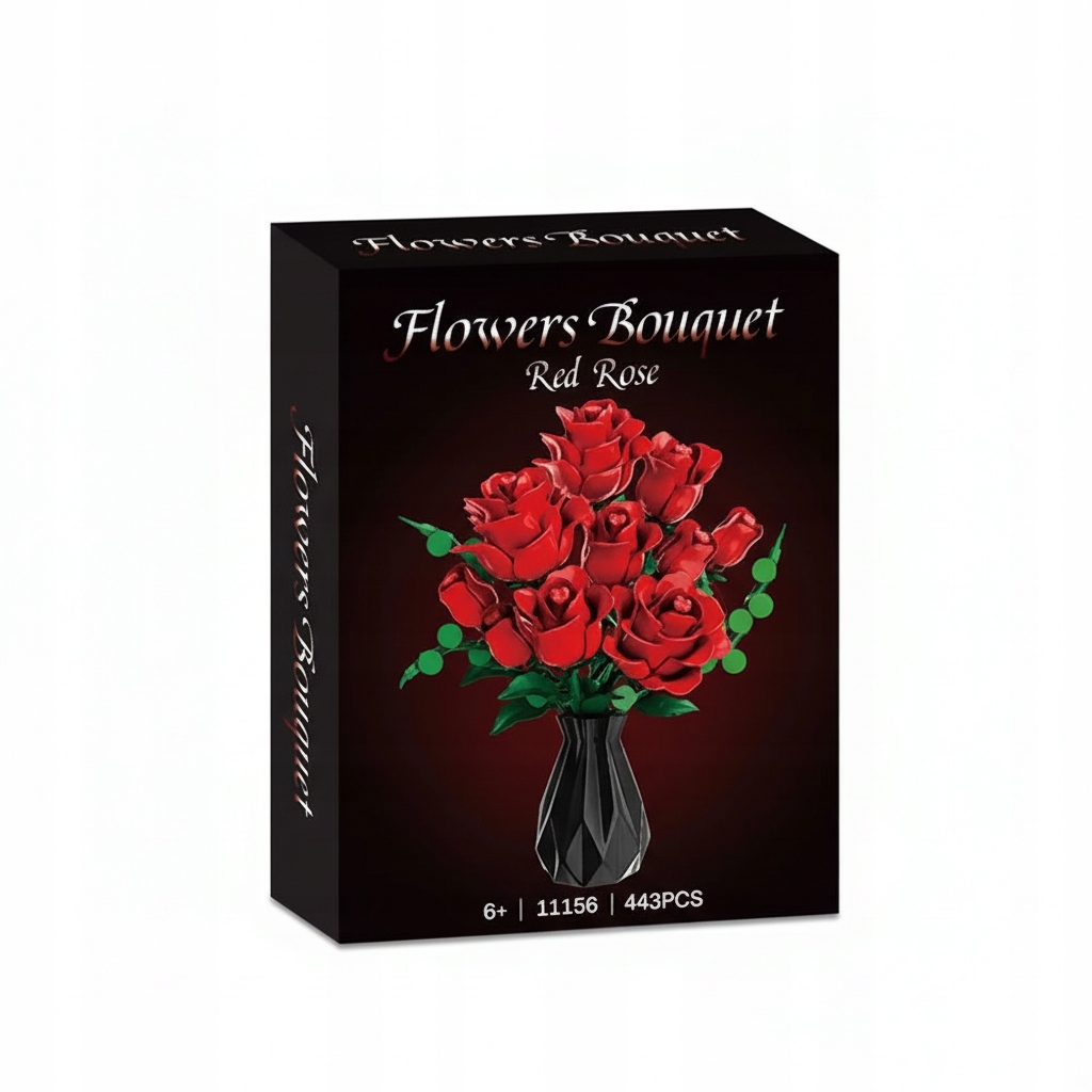 Klocki konstrukcyjne zestaw 403 el. elementy czerwone róże – Kreatywna zabawa dla dzieci