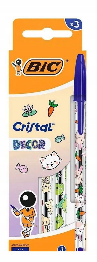 Długopis Cristal Kawaii 1mm niebieski 3szt – Urok i funkcjonalność w jednym
