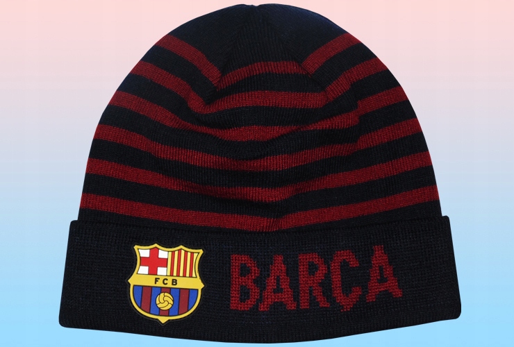 Czapka zimowa FC Barcelona Barca Herb Logo Paski – Styl i komfort dla fanów
