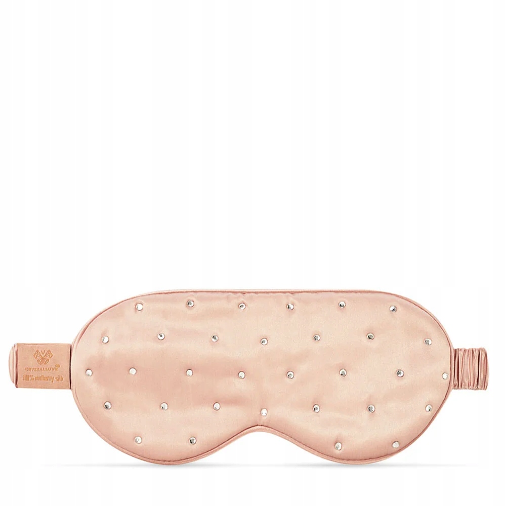 CRYSTALLOVE Opaska na oczy z jedwabiu z kryształkami – rose gold