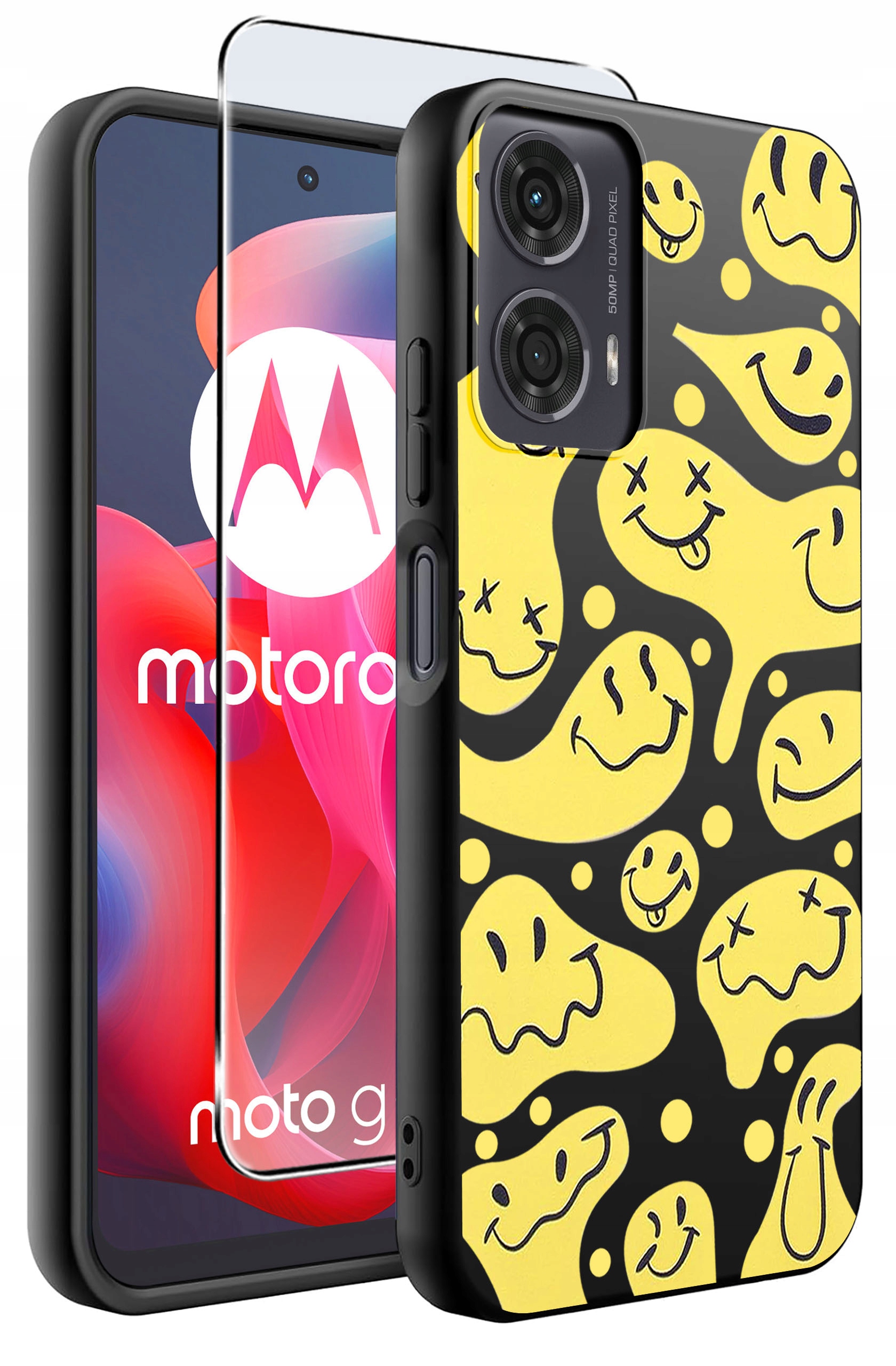 Etui do Motorola Moto G24 | G24 POWER | G04 | E14 WZORY | SILIKONOWE MATT CASE + SZKŁO HARTOWANE 9H
