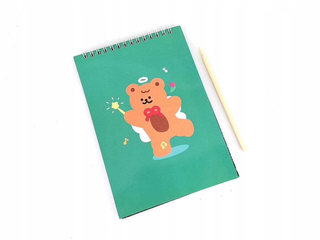 W zestawie 10 kartek i patyczek do zdrapywania