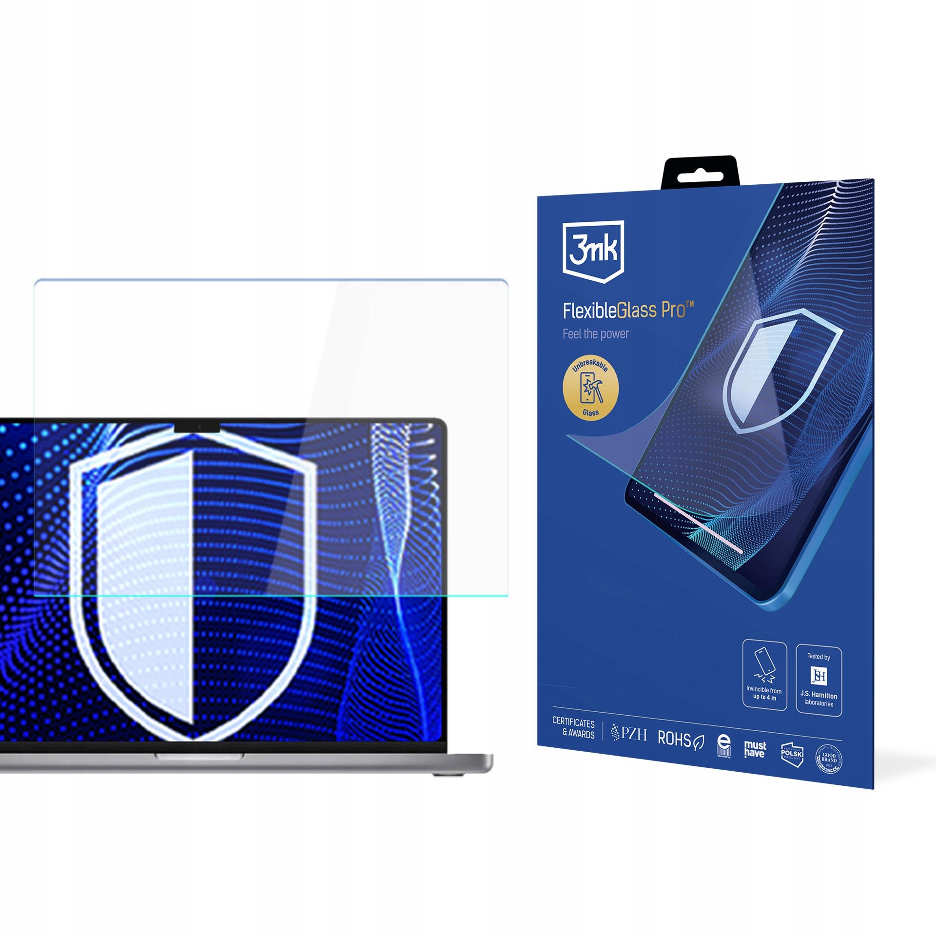 Szkło hybrydowe 3mk FlexGlass Pro do Apple MacBook Pro 16 M1/M2/M3/M4 – Najlepsza ochrona ekranu