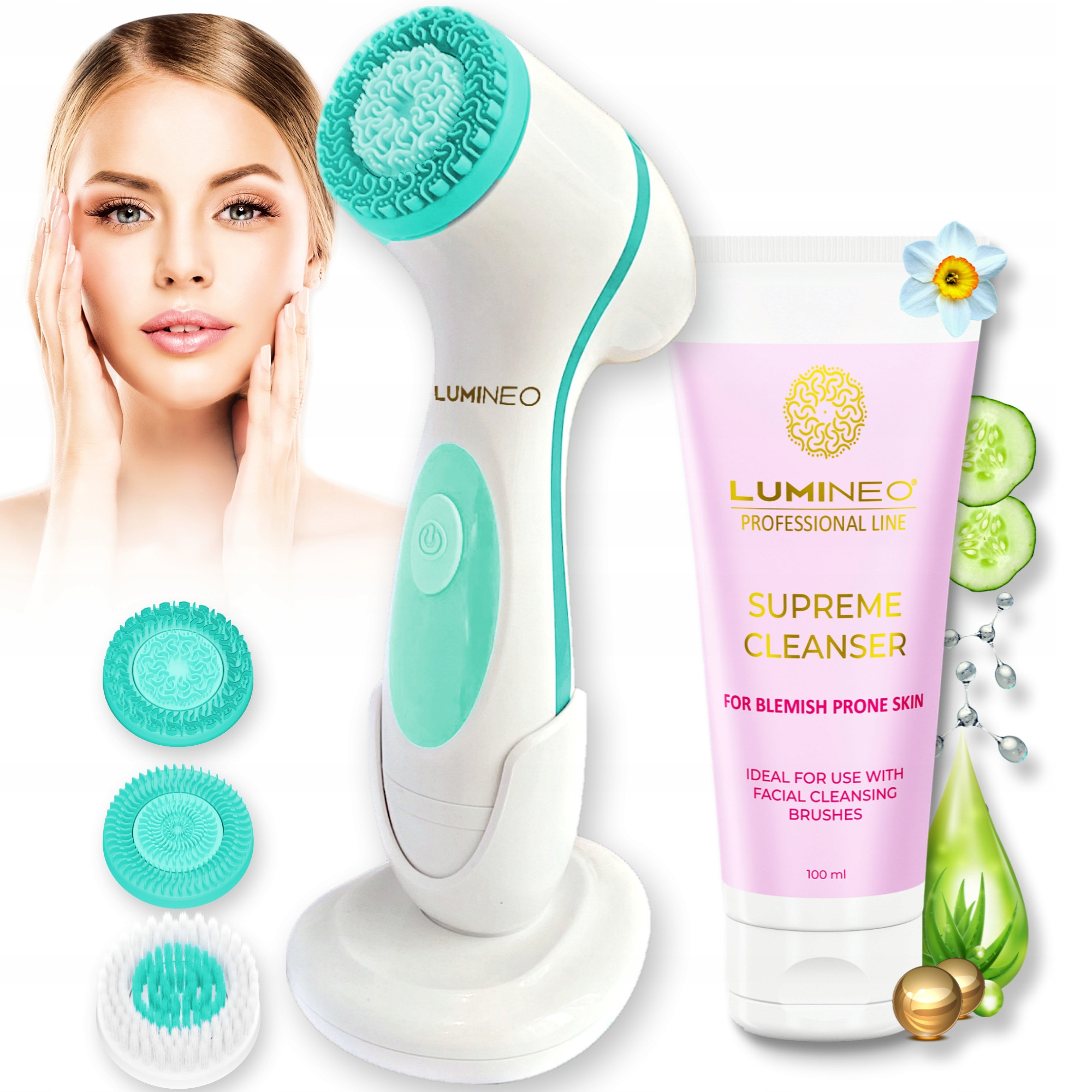 LUMINEO Professional Line Szczoteczka do twarzy Brush turkusowa – Innowacyjna pielęgnacja dla skóry trądzikowej