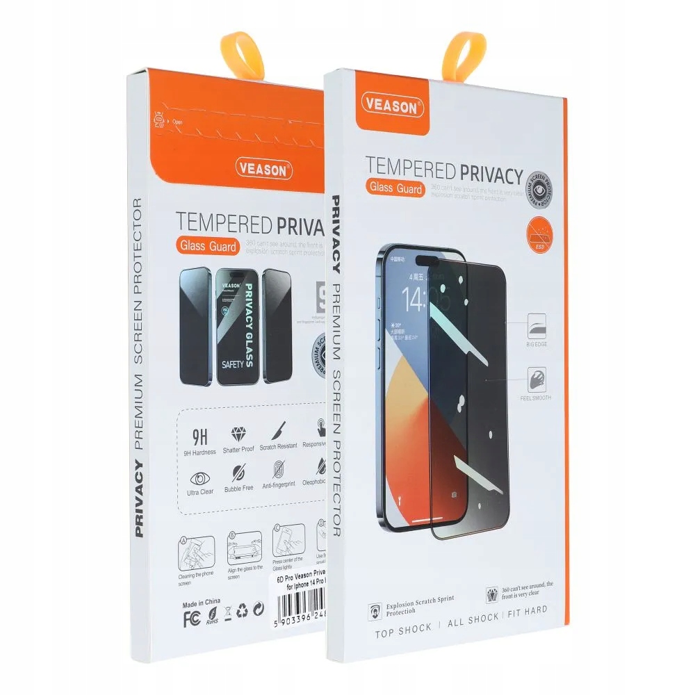 Szkło Hartowane 6D Pro Veason Privacy Glass - Ochrona dla iPhone 16 Pro Max