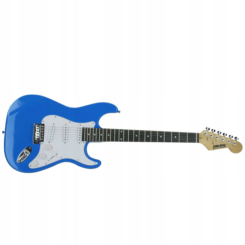 Klasyczny kształt Stratocaster w niebieskim kolorze