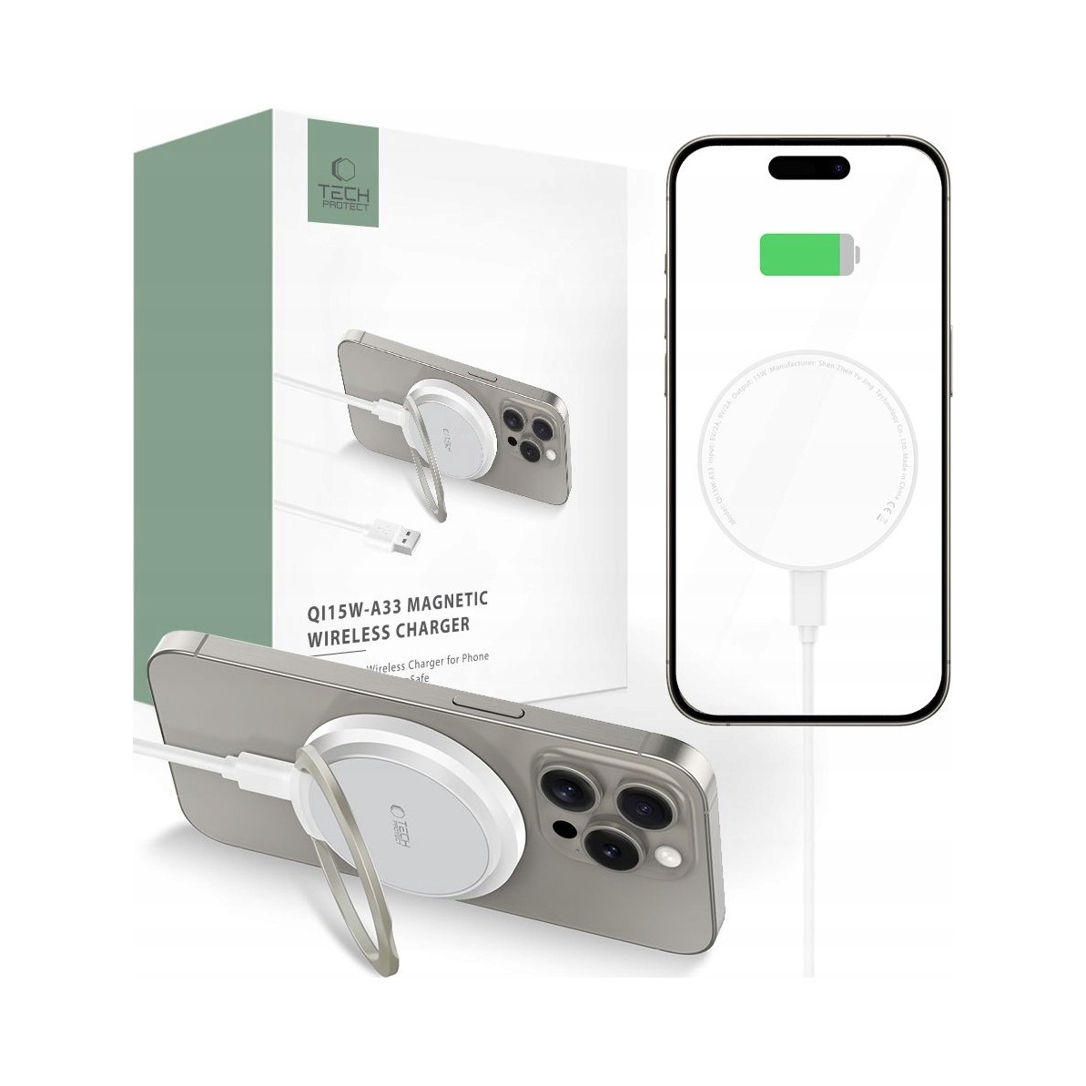 QI15W-A33 MAGNETIC MAGSAFE WIRELESS CHARGER WHITE – Nowoczesna ładowarka bezprzewodowa