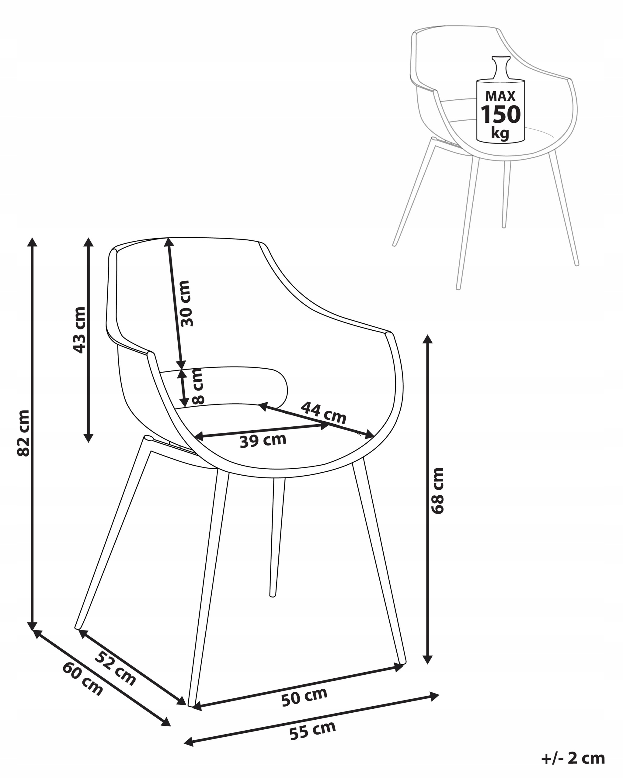 Wymiary i maksymalne obciążenie krzeseł