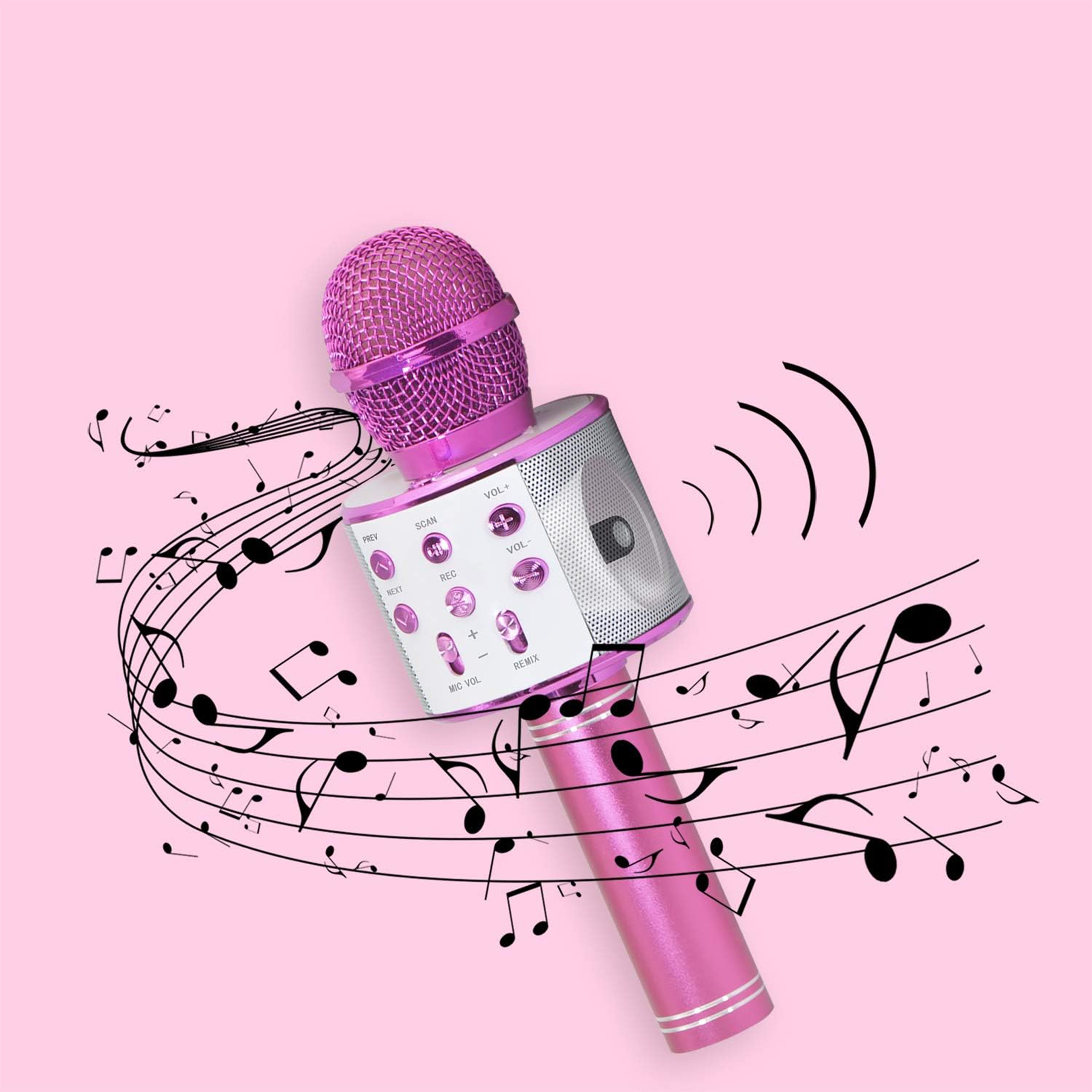 Mikrofon PRM402 różowy karaoke – Idealna zabawa dla całej rodziny