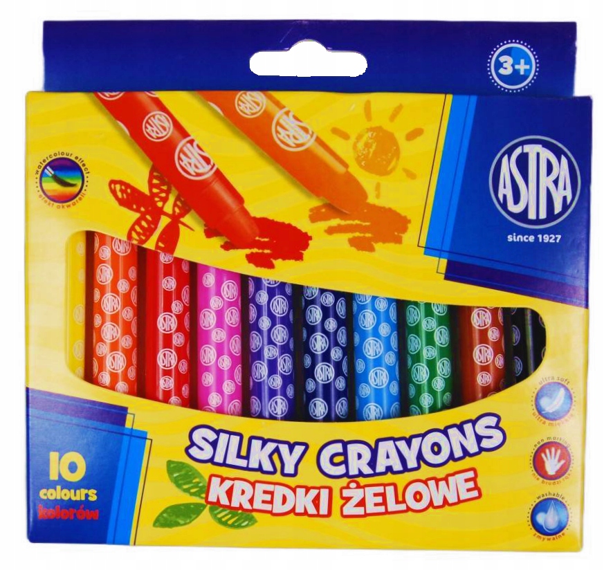 Kredki żelowe wykręcane 10 kolorów SILKY ASTRA 316024001 – Kolorowa kreatywność dla dzieci