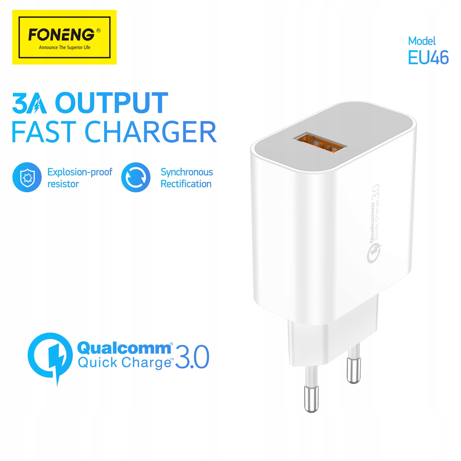 Ładowarka QC3.0 USB FONENG EU46 Type-C – Szybkie ładowanie dla Twoich urządzeń