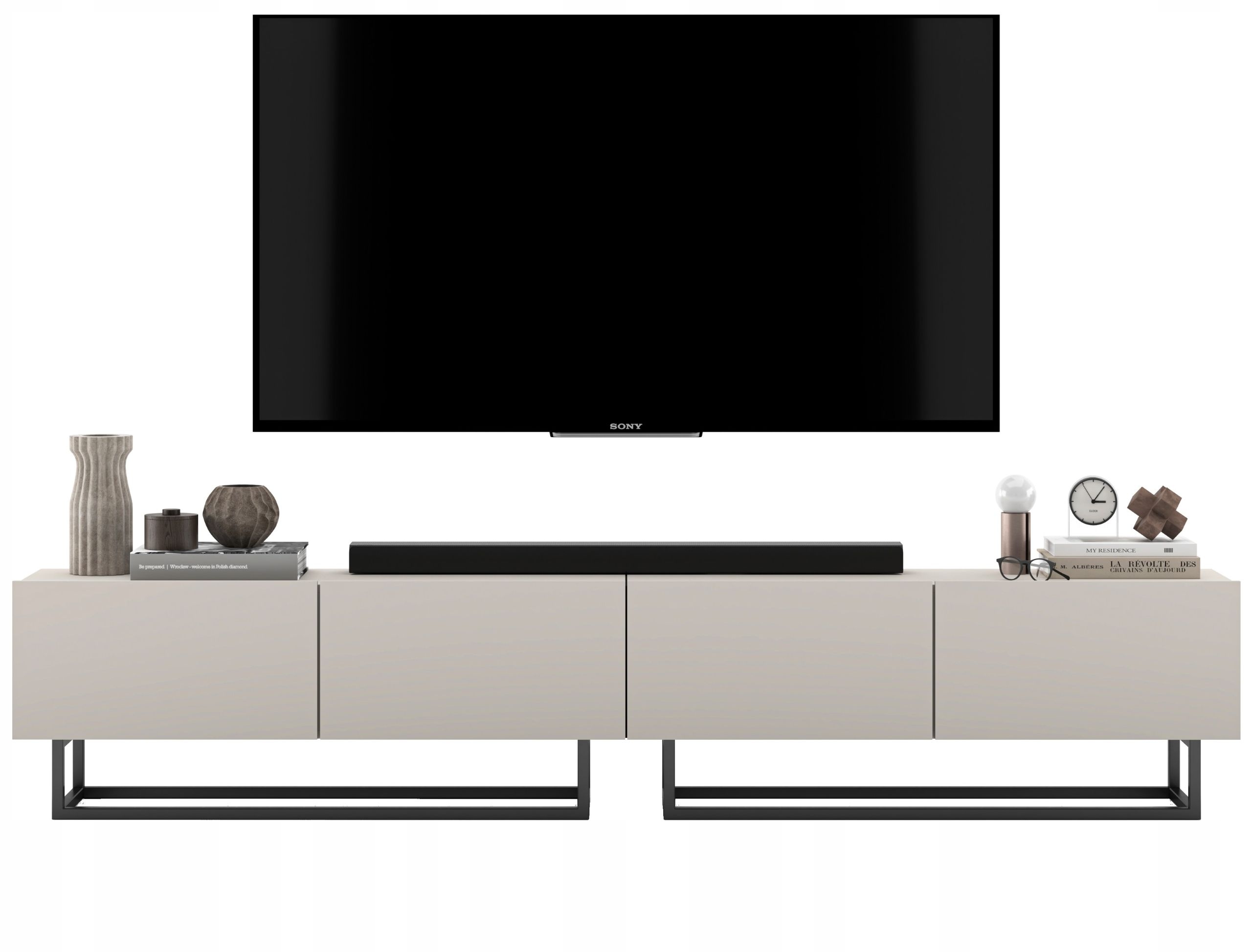 Szafka RTV Loft Industrialna komoda kaszmir mat 240 cm – Elegancja i funkcjonalność w Twoim wnętrzu