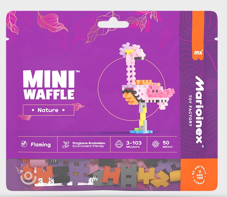 Klocki Mini Waffle Nature - Flaming 50 elementów – Kreatywna zabawa dla najmłodszych