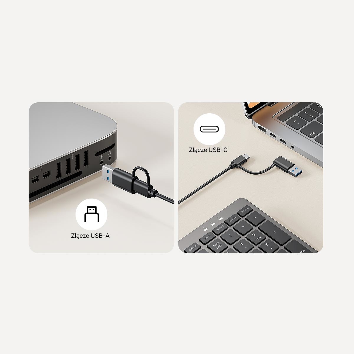 Plug-and-Play USB-C/USB-A – Łatwe podłączenie do różnych urządzeń