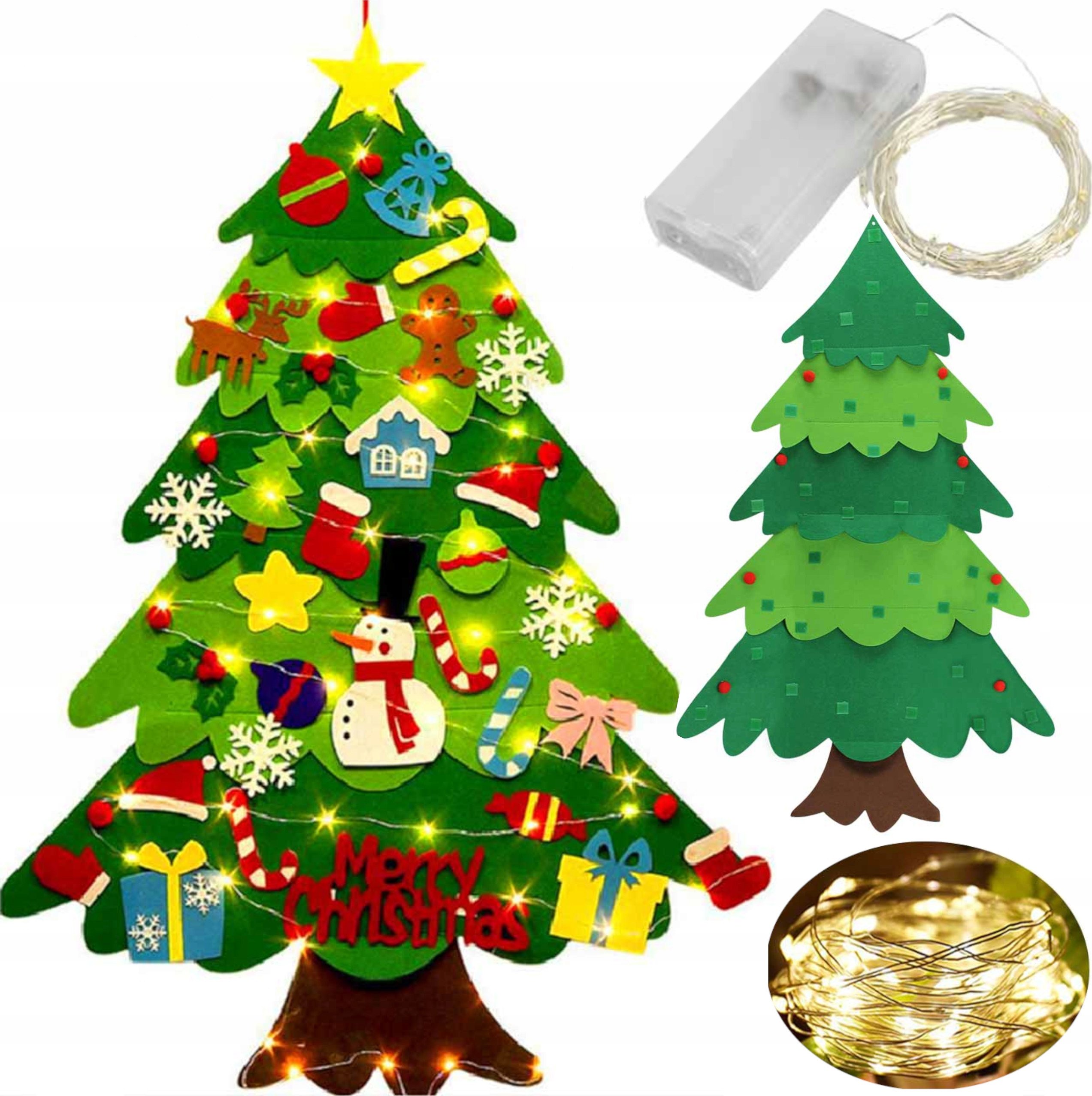 Choinka filcowa mata łańcuch led ozdoba dla dzieci A3M – Doskonała zabawa i nauka