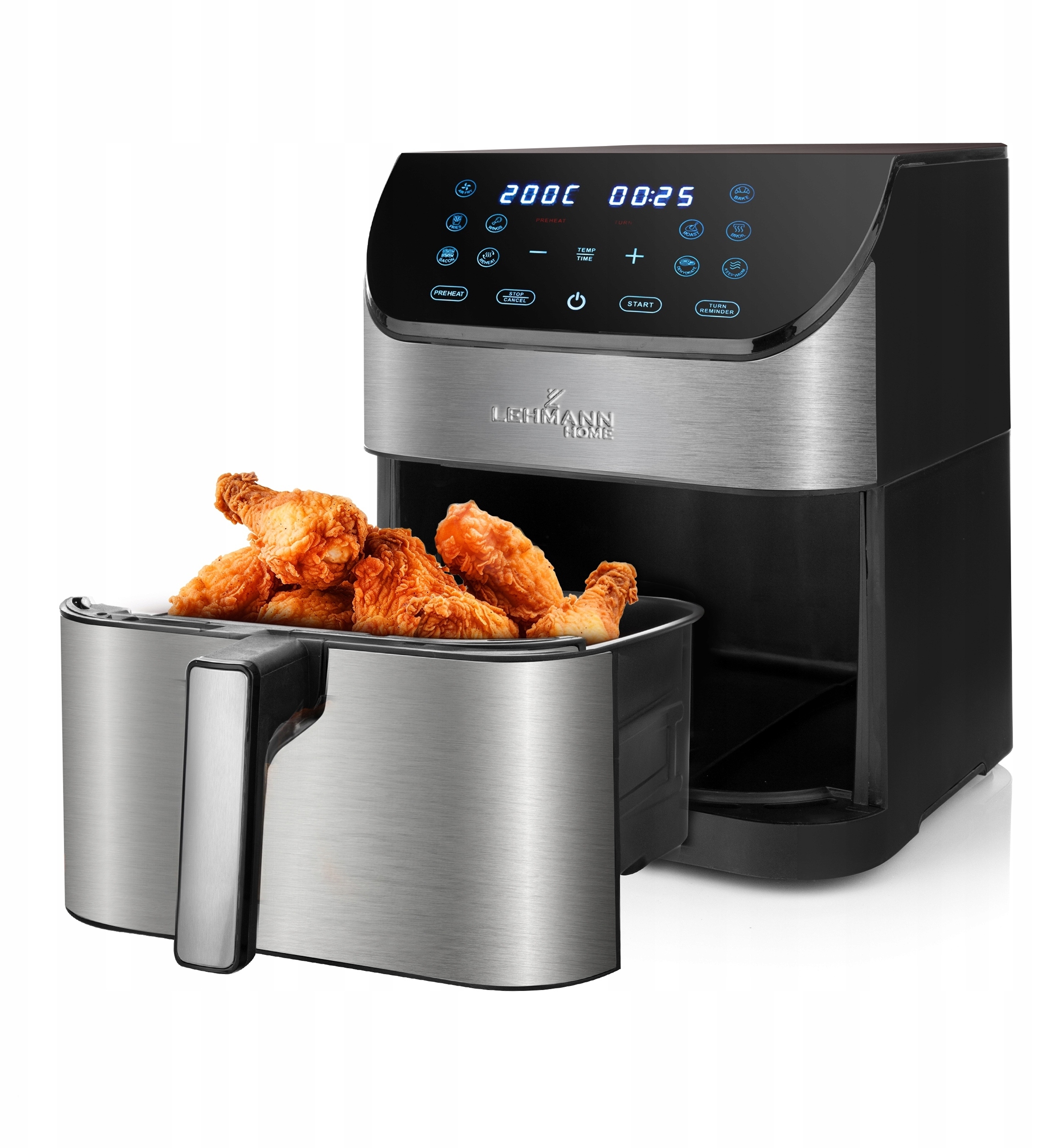 FRYTKOWNICA BEZTŁUSZCZOWA AIRFRYER 8L NIEPRZYWIERAJĄCA LEHMANN 12 PROGRAMÓW Waga produktu 5.8 kg