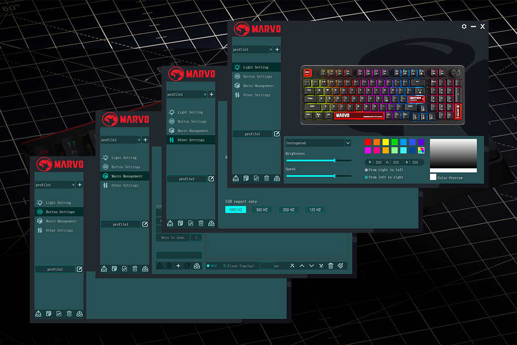 MARVO Arma 98 - podświetlenie rainbow RGB