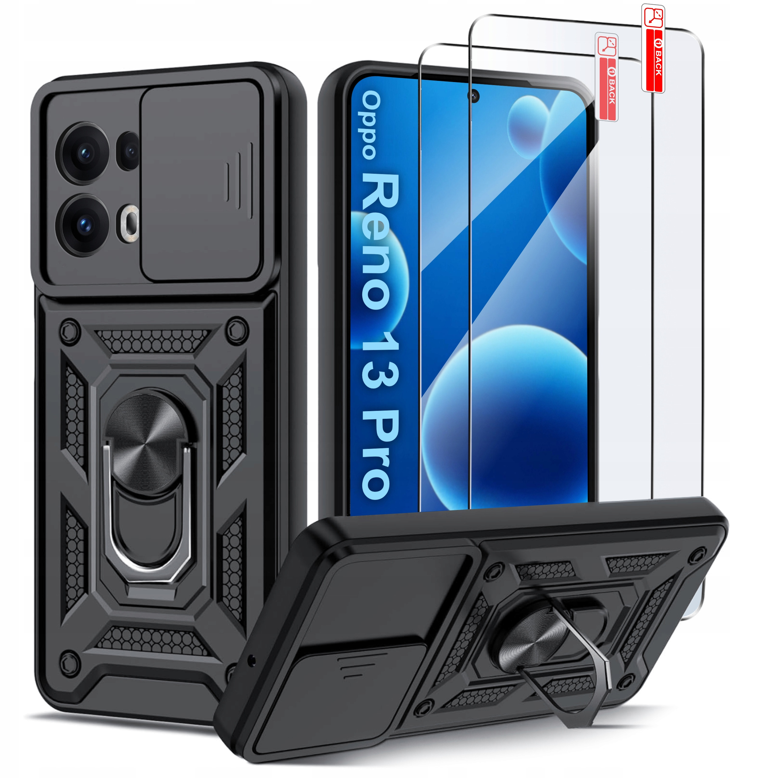 Etui Pancerne CZARNE SLIDE do Oppo Reno 13 Pro – Kompleksowa ochrona Twojego smartfona