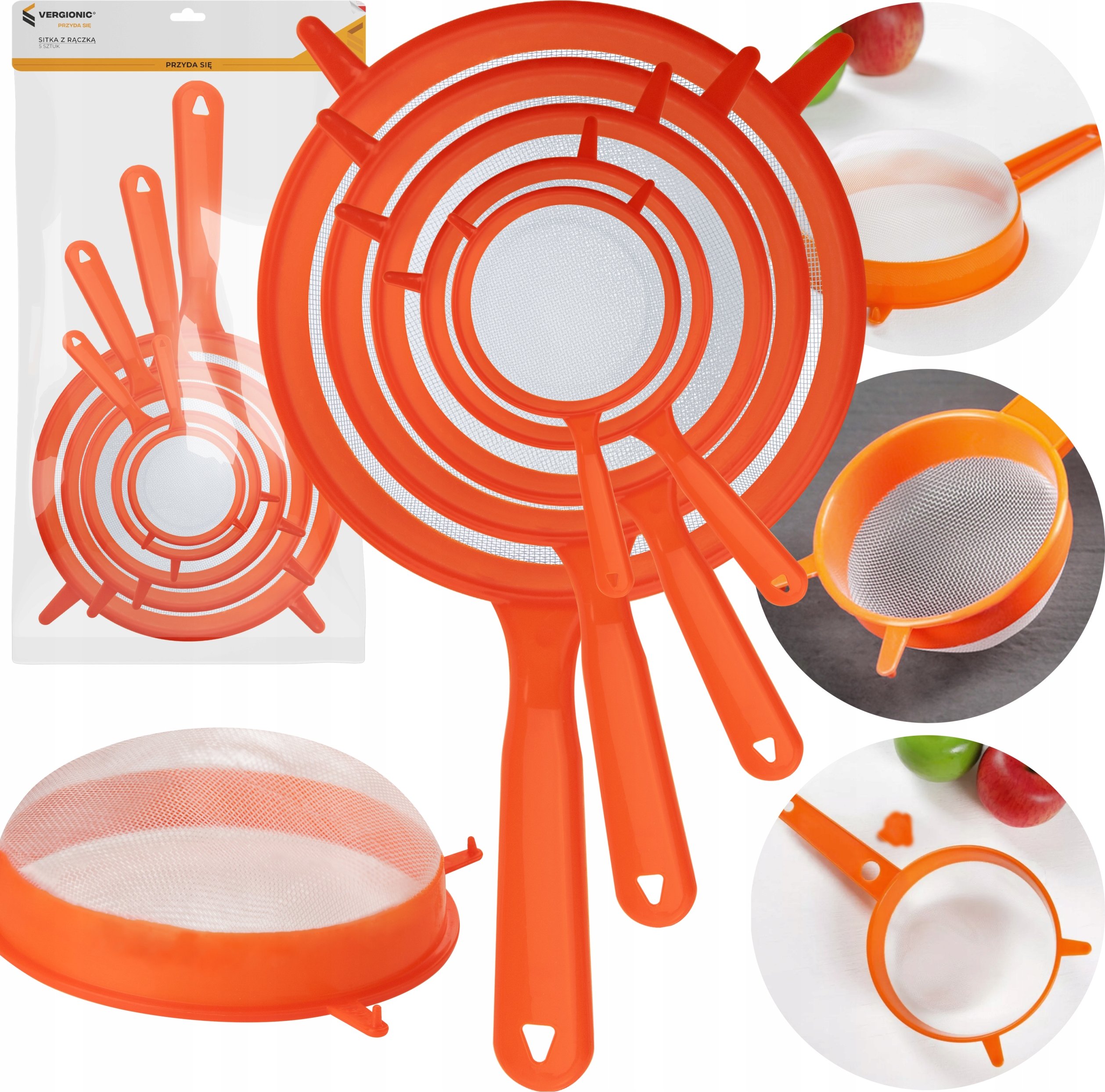 SITKA KOMPLET SITEK SITKO PLASTIKOWE KUCHENNE 5 SZT Z RĄCZKĄ – Niezbędne narzędzie w każdej kuchni