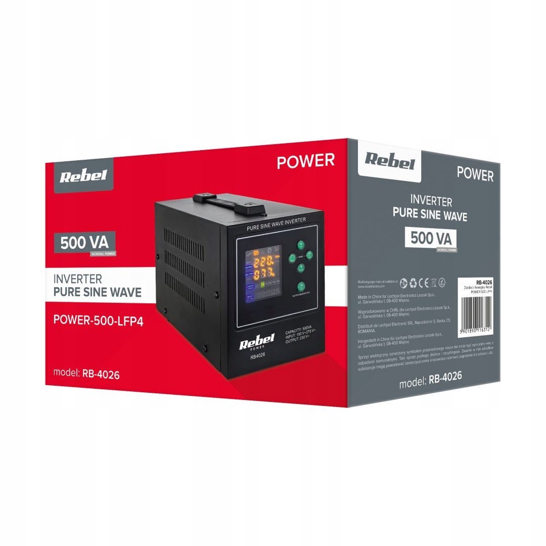 Przetwornica Rebel POWER-500-LFP4 – Niezawodne zasilanie awaryjne