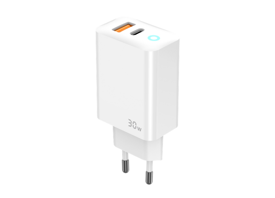 Porty USB-C i USB QC3.0 – Ładowanie dwóch urządzeń jednocześnie