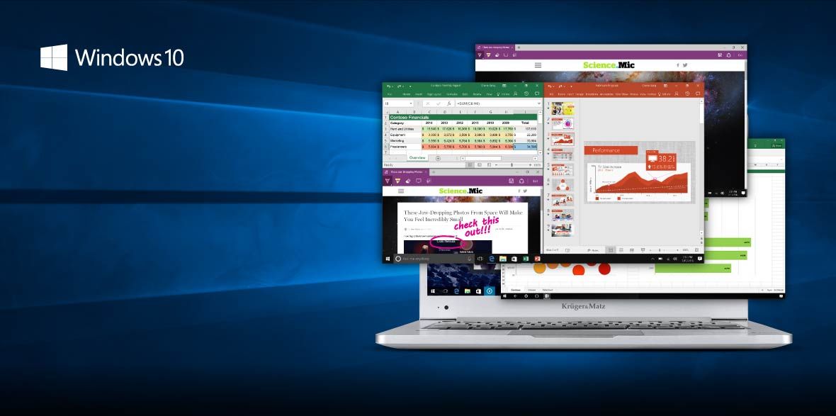 Znany i prosty w obsłudze System Windows 10 wygląda znajomo i jest łatwy w użyciu. Wróciło ulepszone menu Start, więc zyskujesz szybki dostęp do ulubionych funkcji i potrzebnych aplikacji. W systemie Windows 10 poczujesz się jak w domu.
