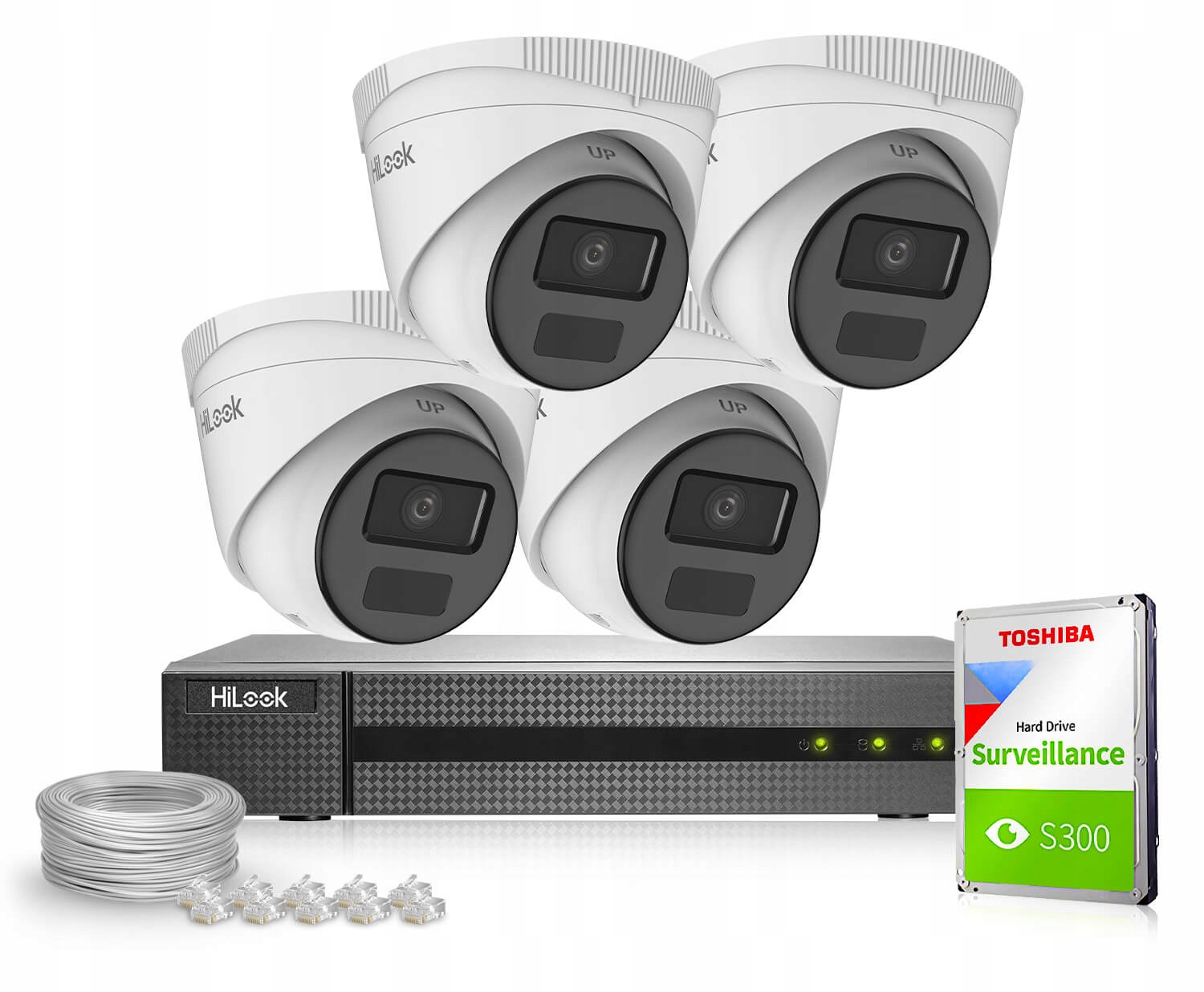 Zestaw do Monitoringu 4x IPCAM-T2-P Full HD, PoE, IR 20m, HiLook Hikvision – Kompleksowe rozwiązanie dla Twojego bezpieczeństwa