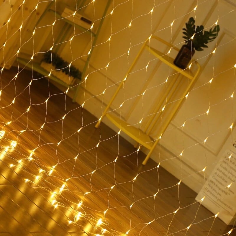 Sieć / Kurtyna Ledowa (120 lampek LED) 1.5m x 1.5m, Ciepły Biały – Idealna dekoracja dla Twojego domu