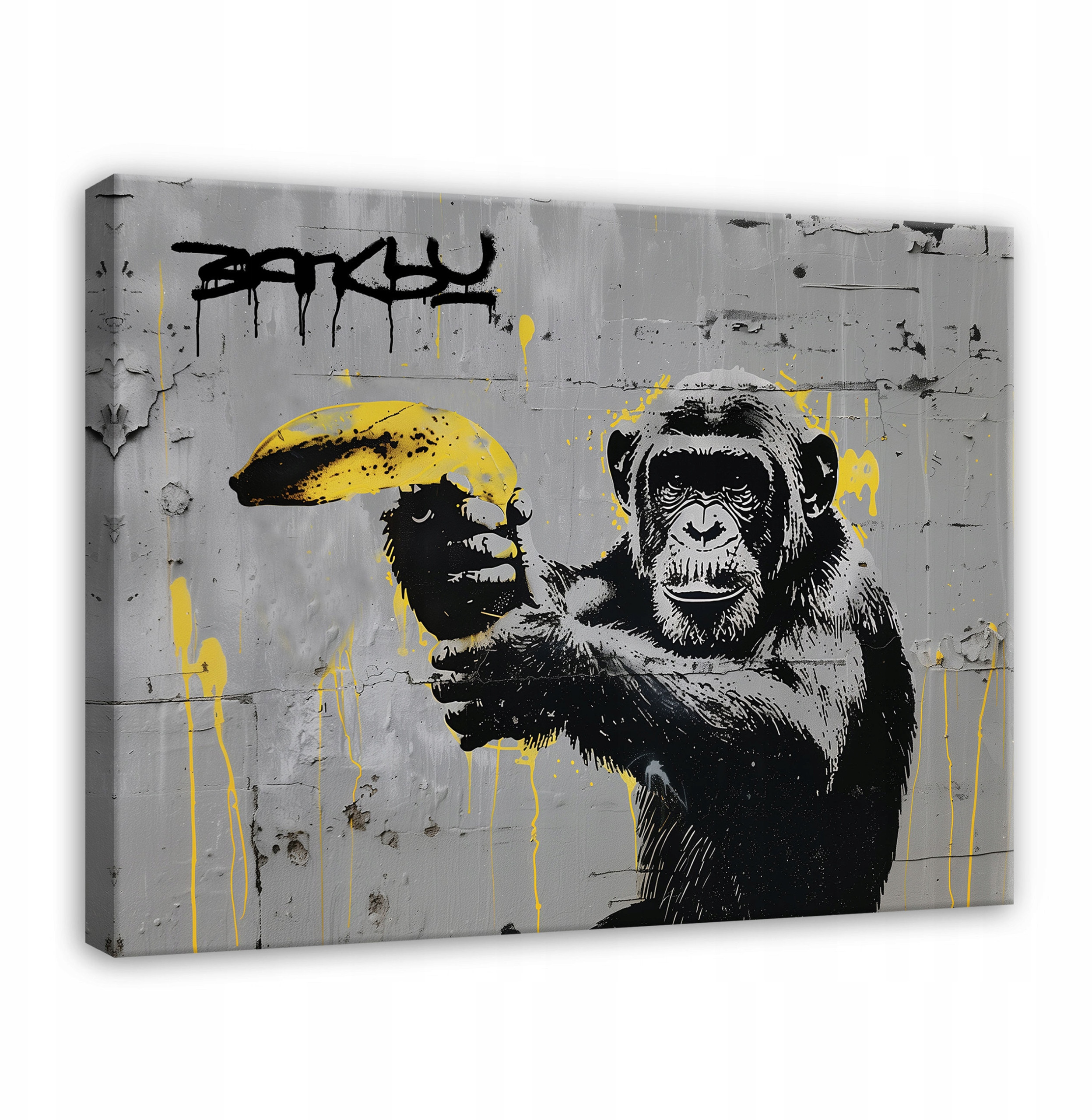 Obraz Banksy Małpa Street Art Graffiti Nowoczesny na Płótnie Ścianę 60x40 – Wyjątkowa dekoracja do Twojego wnętrza