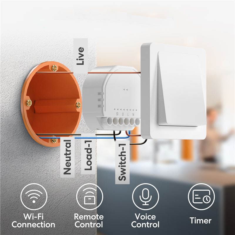 Uniwersalny inteligentny przełącznik ścienny Meross In - Wall Smart Wi-Fi, biały