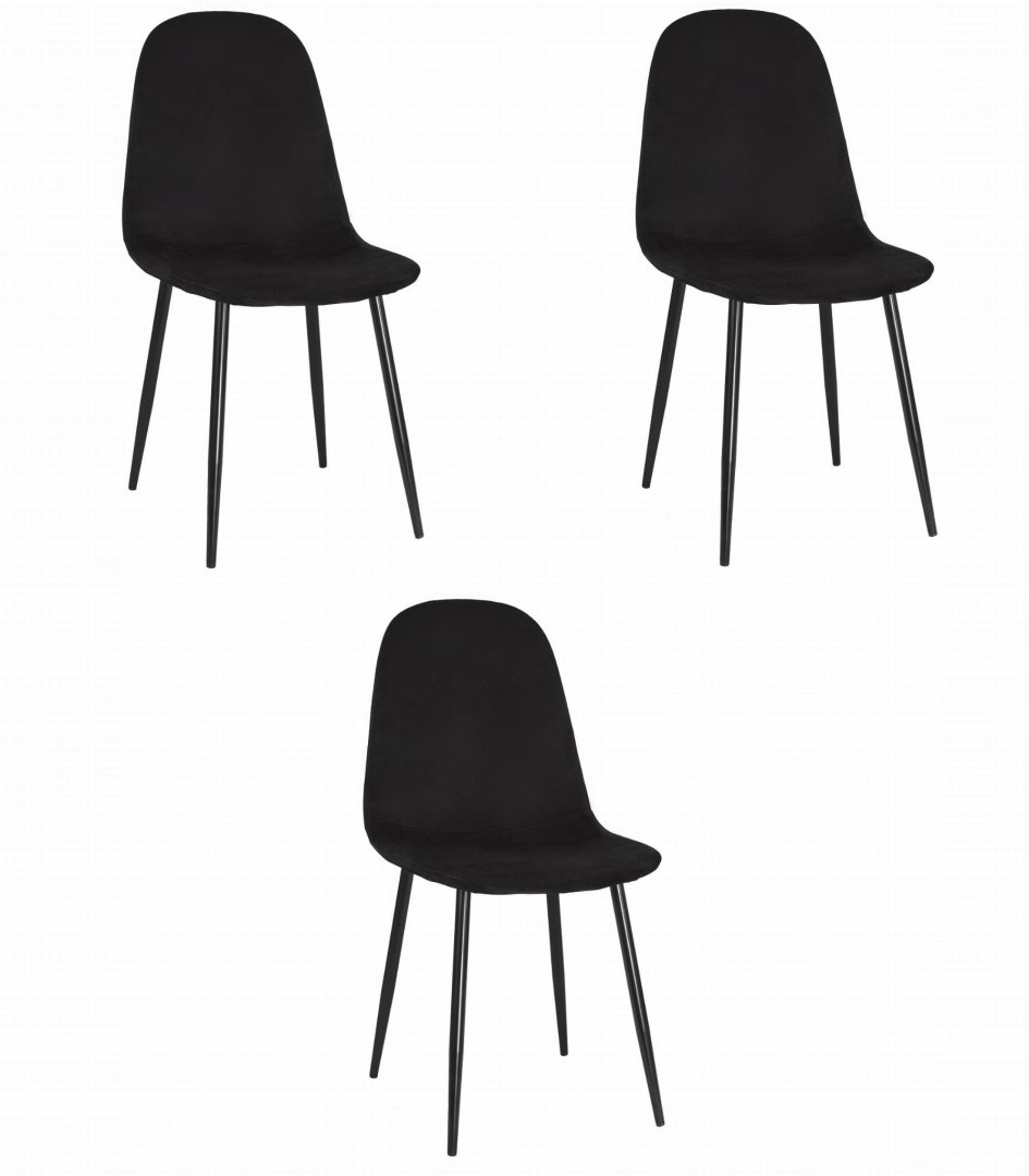 Krzesło COMO - czarny aksamit x 3 – Elegancja i komfort w Twoim wnętrzu