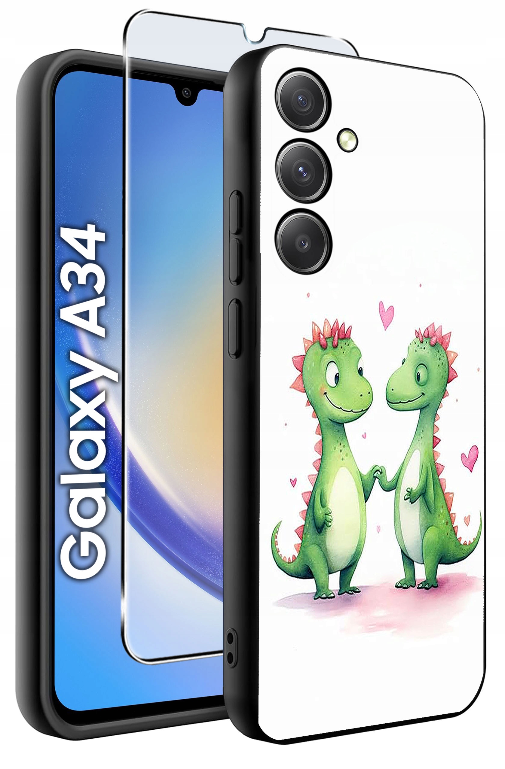 ETUI do Samsung A34 5G WZORY | SILIKONOWE MATT CASE + SZKŁO HARTOWANE 9H