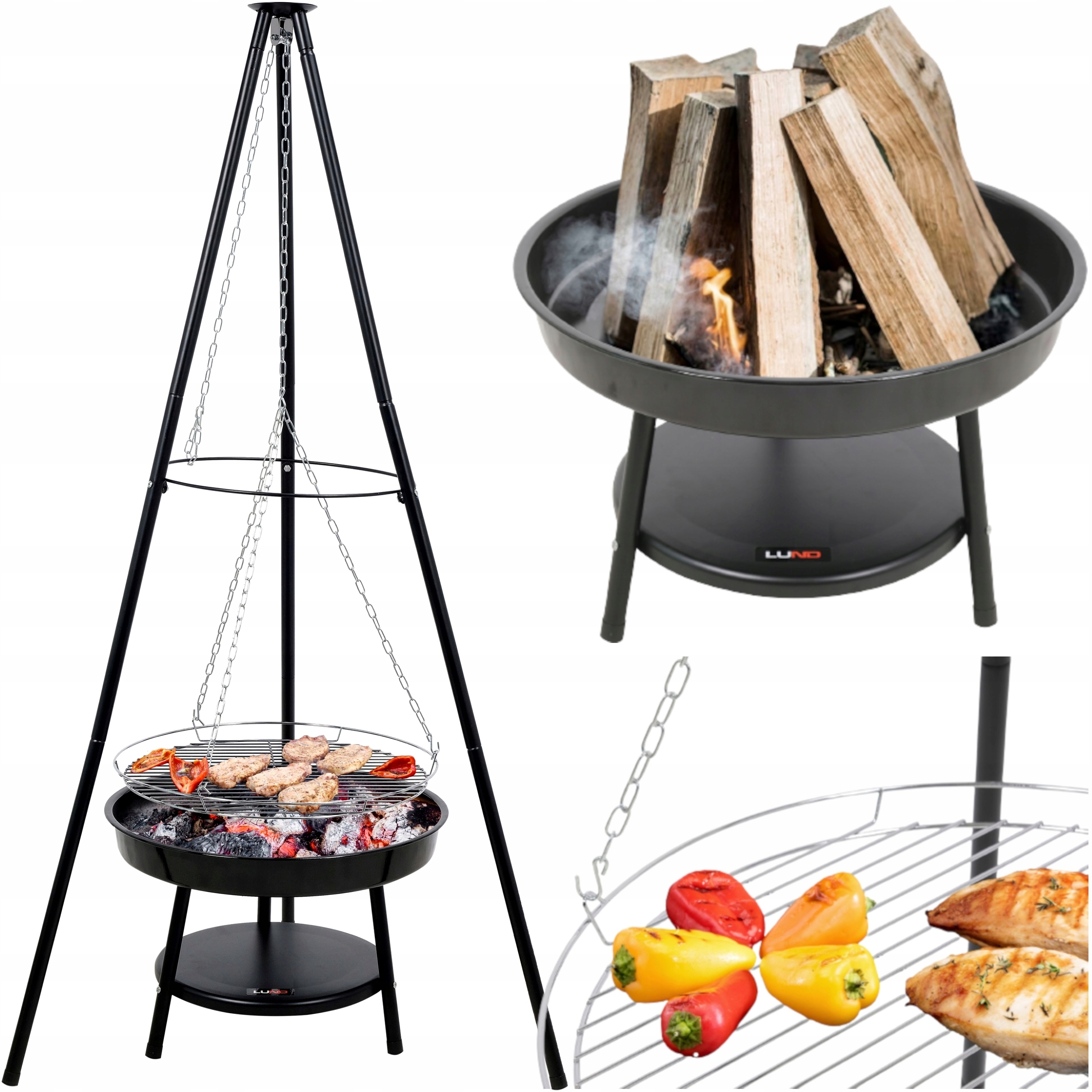 Grill Wiszący na Trójnogu z Rusztem 46 cm – Idealne Rozwiązanie do Twojego Ogrodu