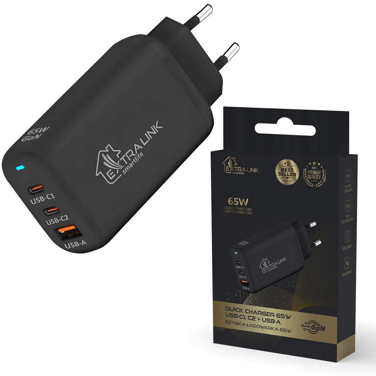 Ładowarka ExtraLink Extralink CHARESL02 Smart Life Fast Charger 65W GaN – Szybkie ładowanie dla każdego