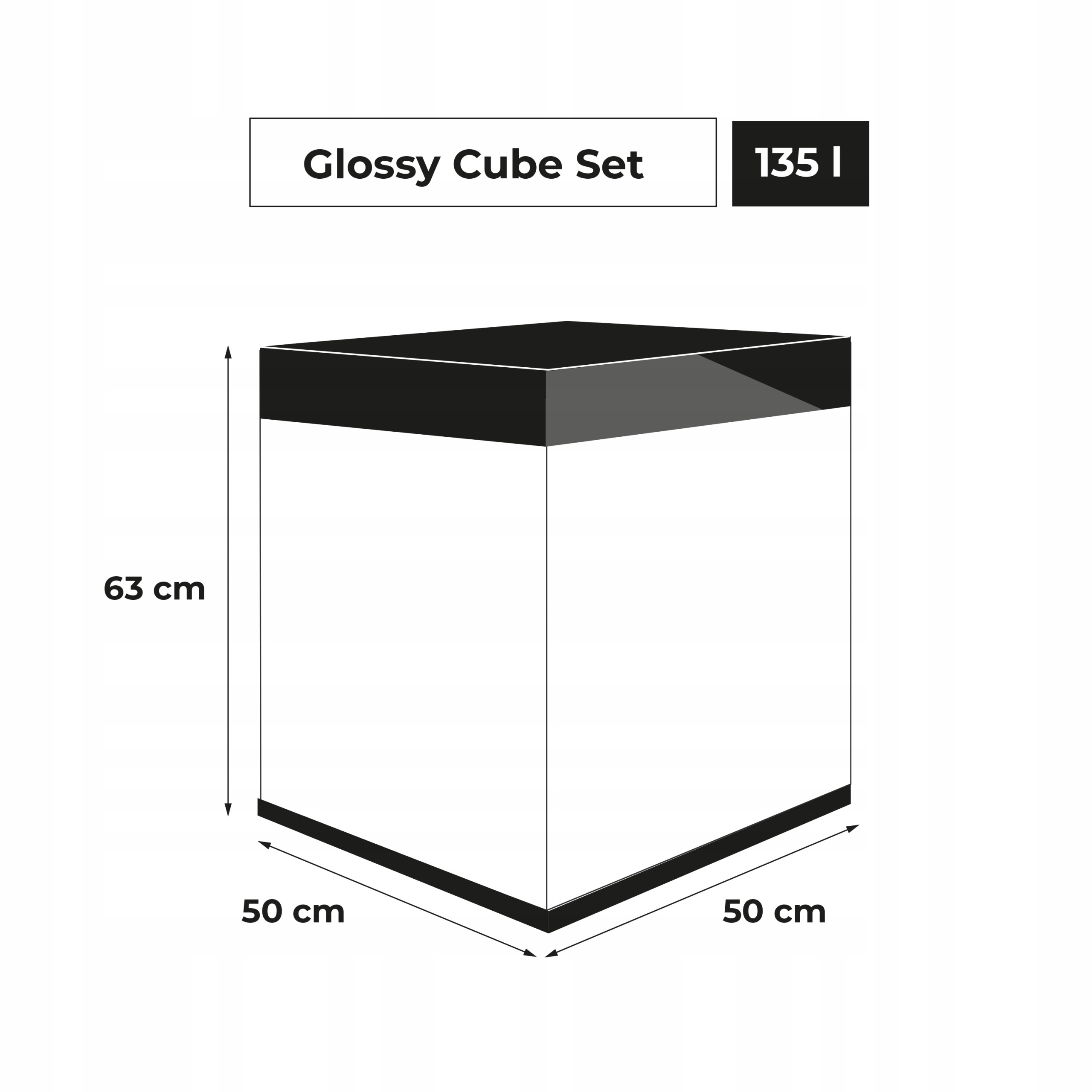 Wymiary i pojemność akwarium Glossy Cube