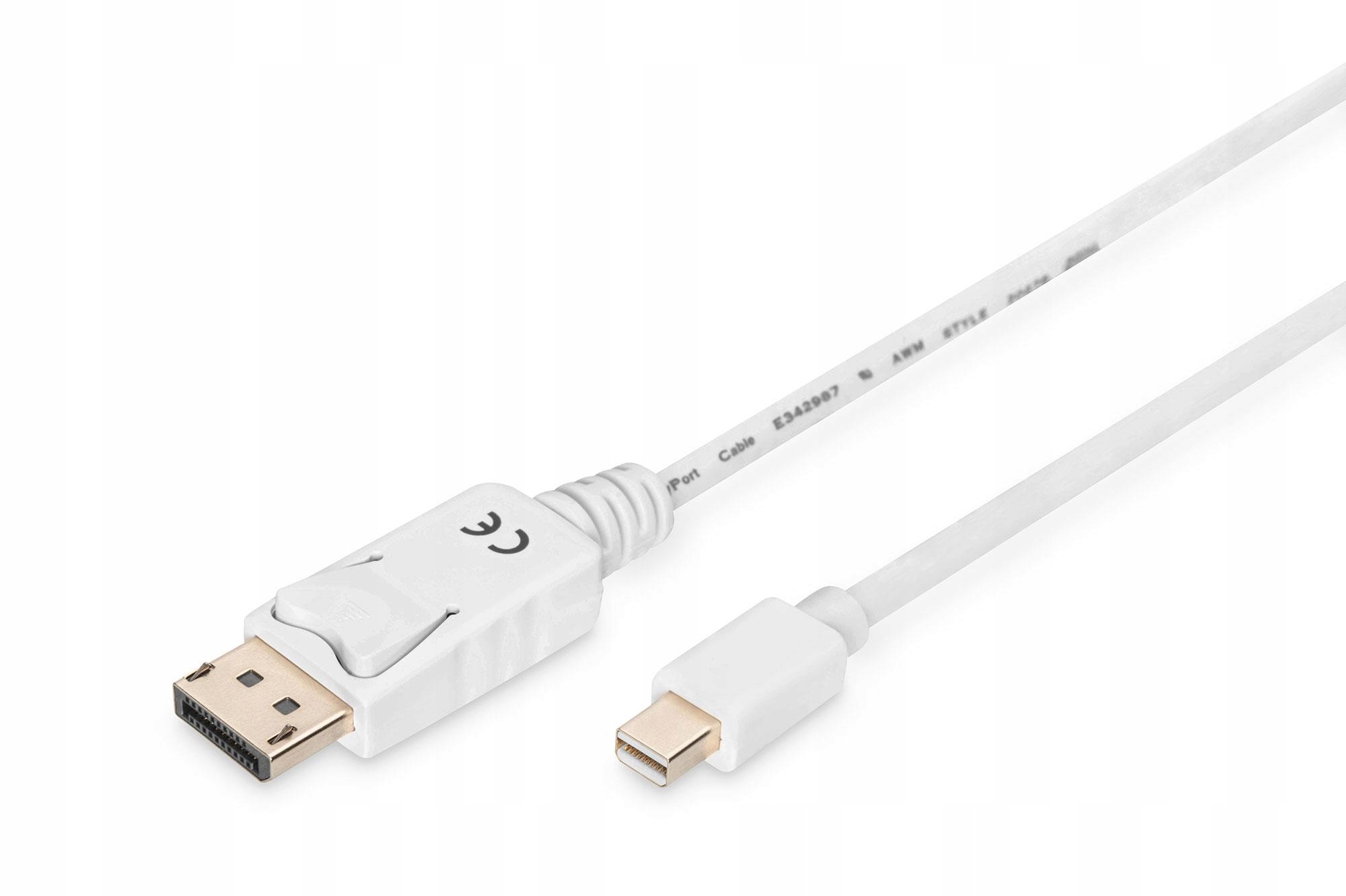 Kabel DisplayPort Mini - DisplayPort 3m biały (AK-340102-030-W) – Idealne połączenie dla Twojego sprzętu