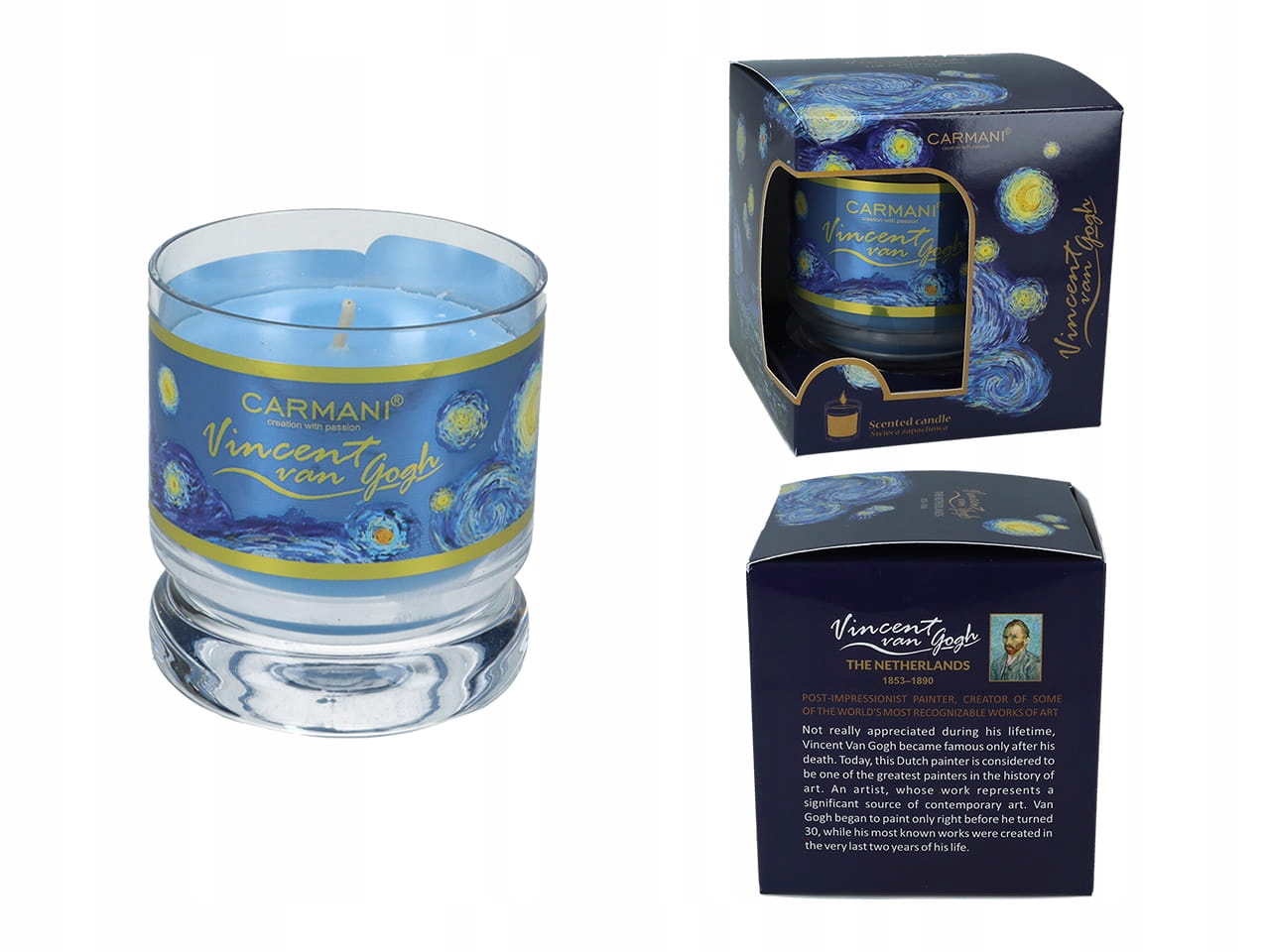 Świeczka w szkle - V. van Gogh, Gwiaździsta Noc, Boss (CARMANI) – Elegancja w Twoim wnętrzu