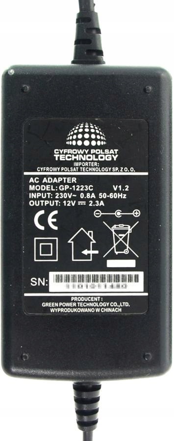 Parametry wejściowe i wyjściowe – 230V, 0,6A oraz 12V, 2,3A
