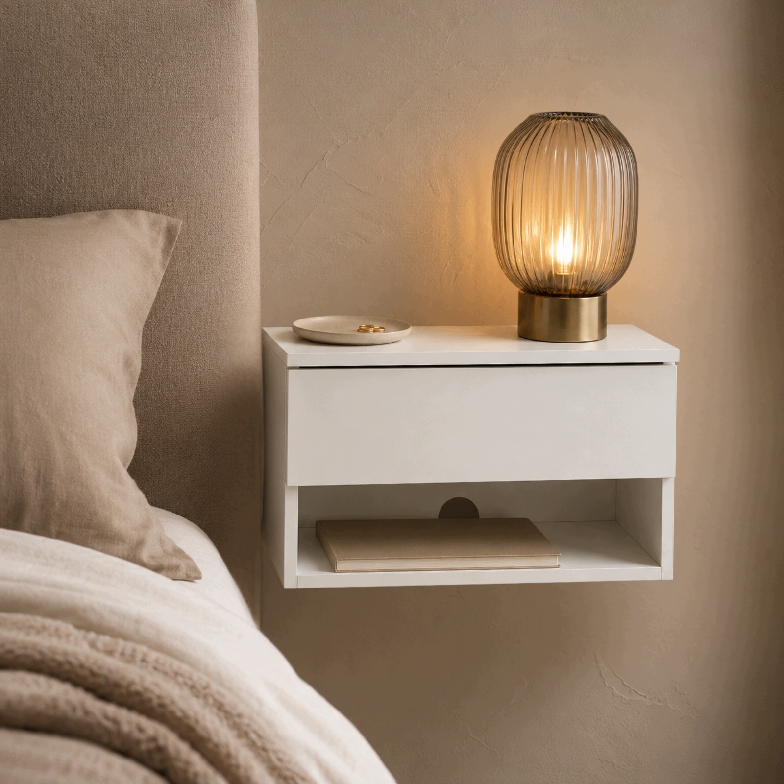 Szafka nocna wisząca z szufladą i półką 40 x 30 x 21,5 cm – Idealne rozwiązanie do sypialni