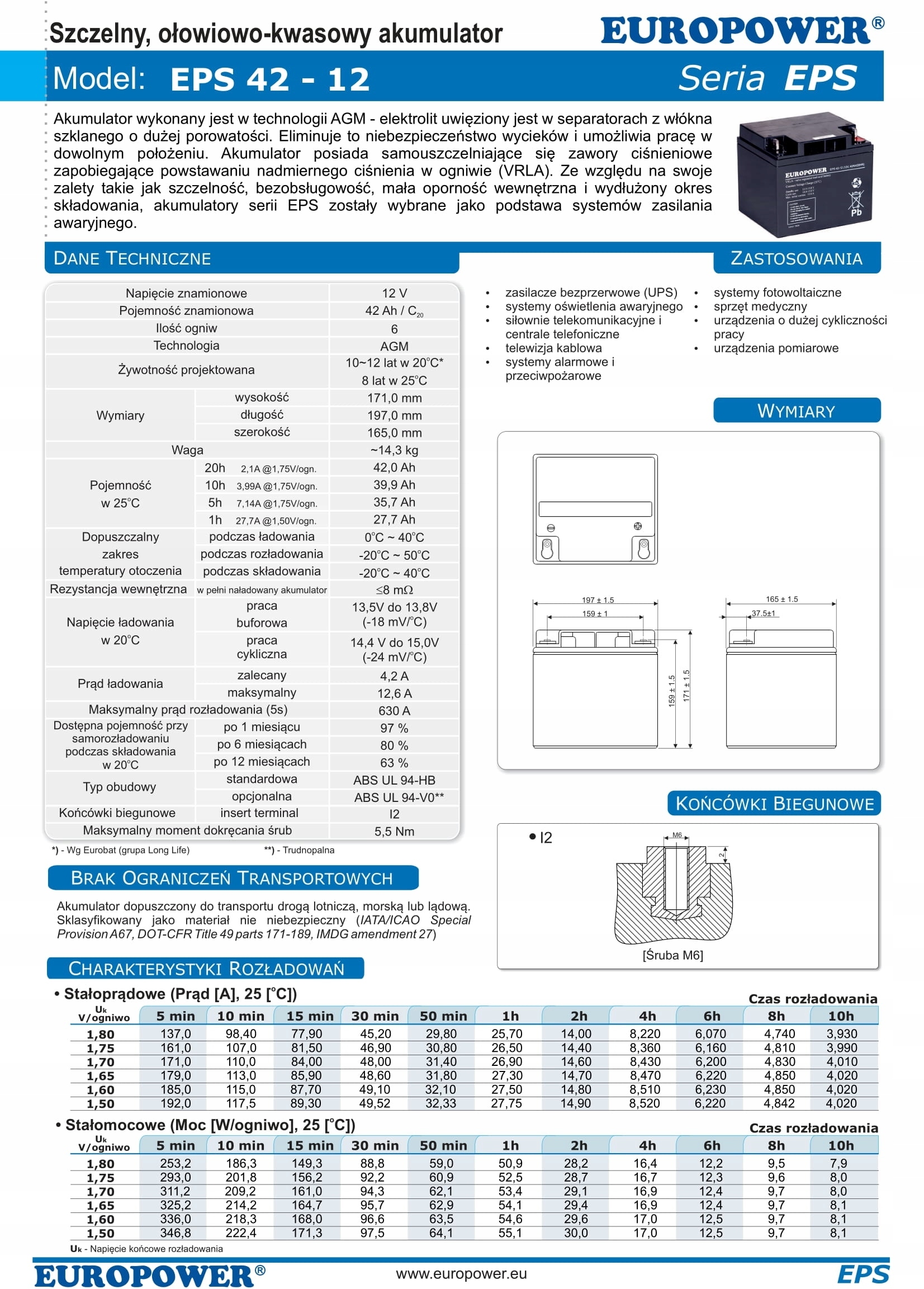 Zastosowanie akumulatora EPS 12V 42Ah w systemach zasilania