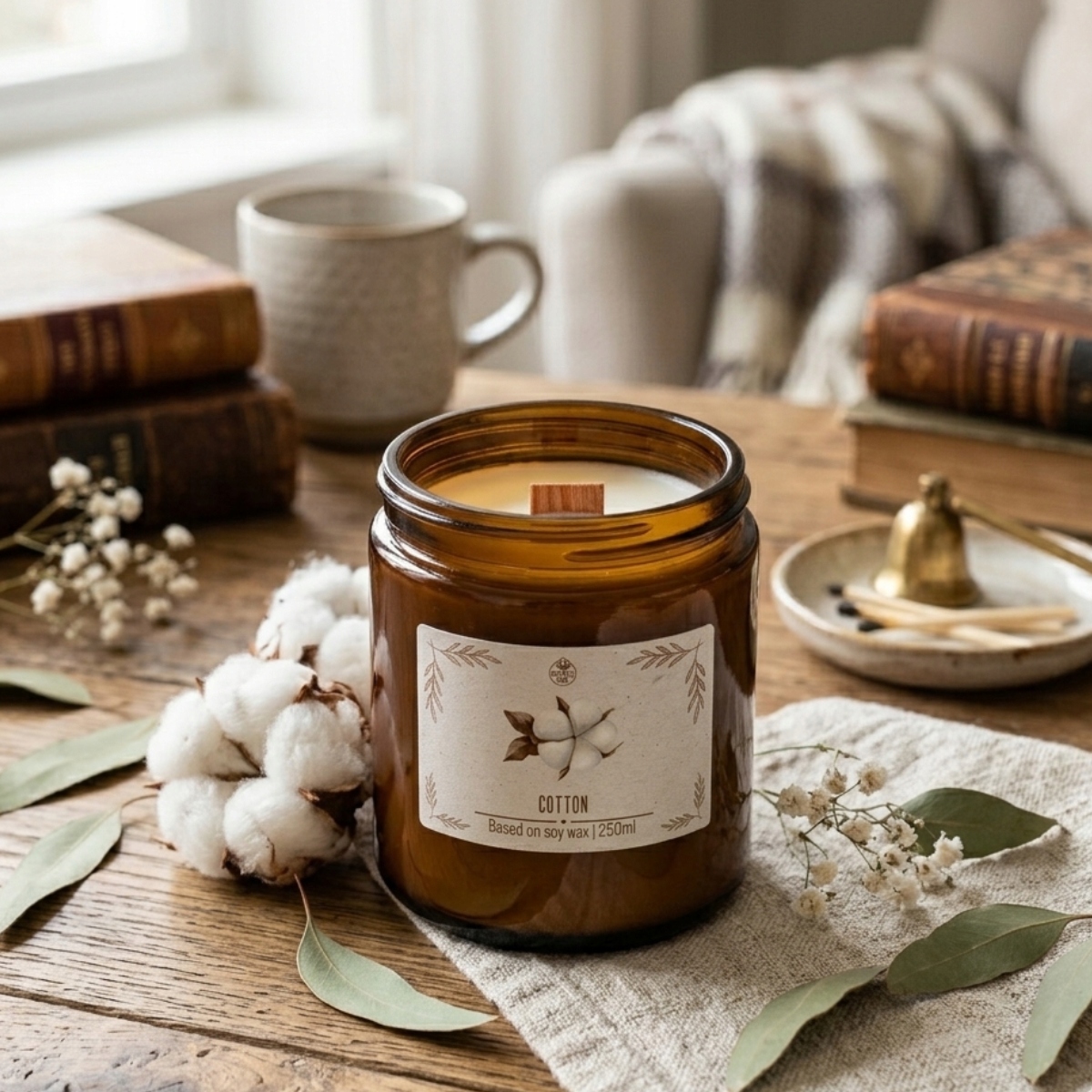 Świeczka zapachowa Cotton 250ml – Czystość i świeżość w Twoim wnętrzu