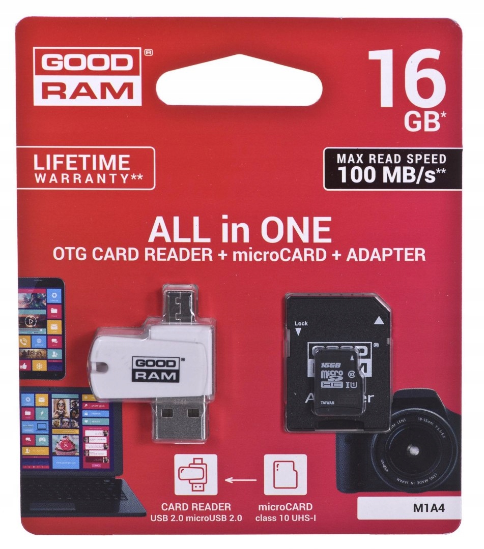 Karta pamięci All in One MicroSDHC 16 GB Class 10 UHS-I/U1 – Wszechstronność w Twoim urządzeniu