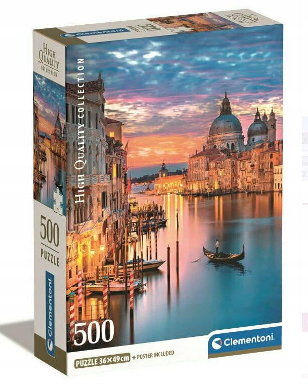 Clementoni Puzzle 500 elementów Compact Oświetlona Wenecja – Wspaniała zabawa dla całej rodziny
