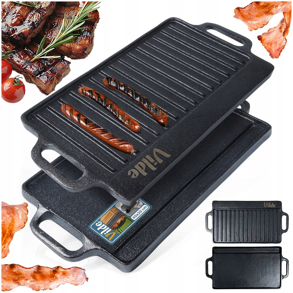 Płyta Żeliwna Grillowa Dwustronna 40x21cm CAST LINE – Idealna do Grillowania