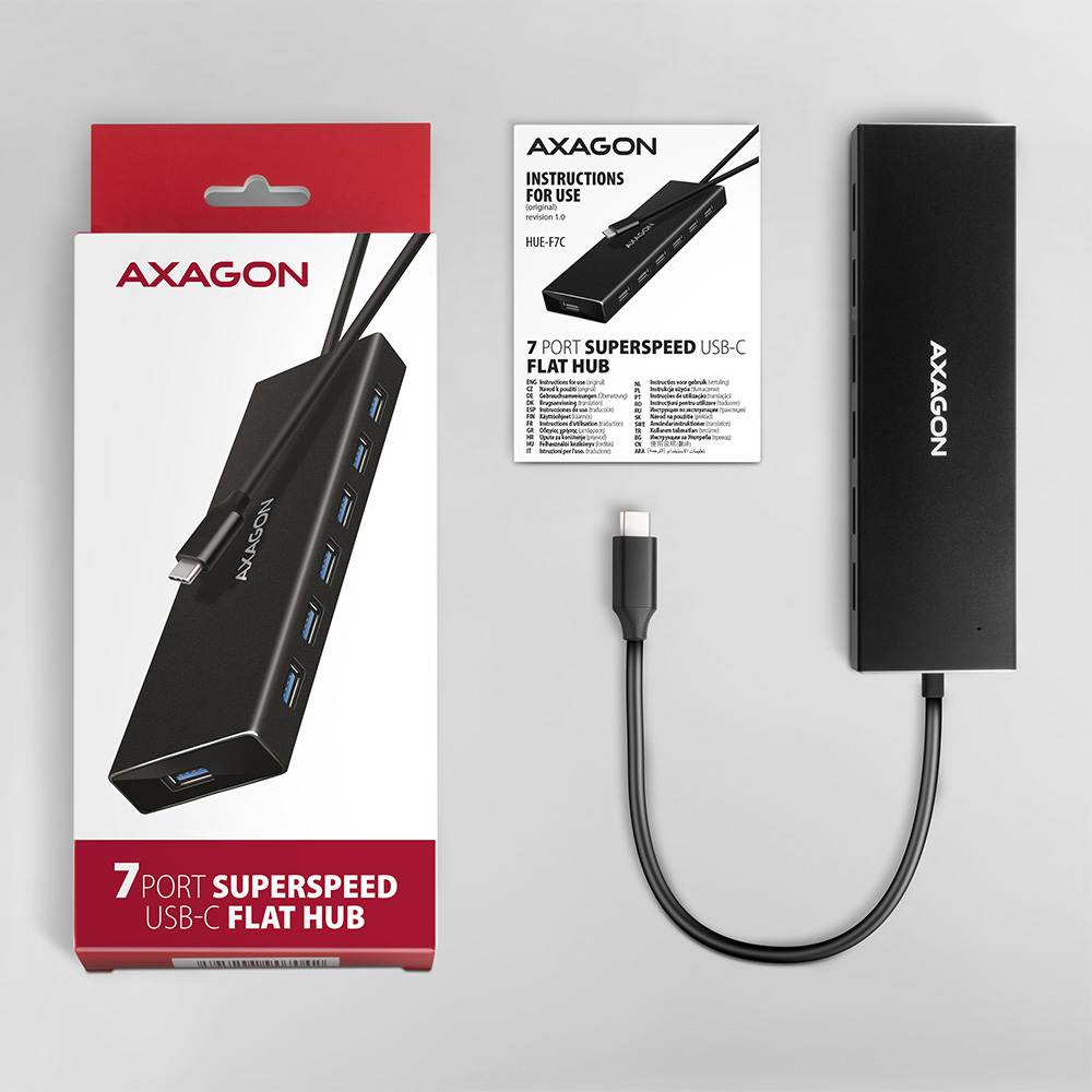 Hub USB Axagon HUE-F7C – Wydajność i elegancja w jednym