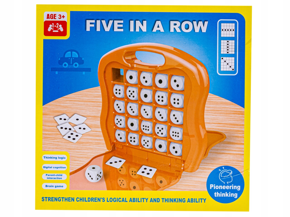Gra logiczna planszowa w walizce 5 kostek w rzędzie – 5 in a row