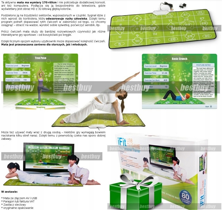 Podwójna mata do tańca i jogi – Zabawa dla 1 lub 2 osób